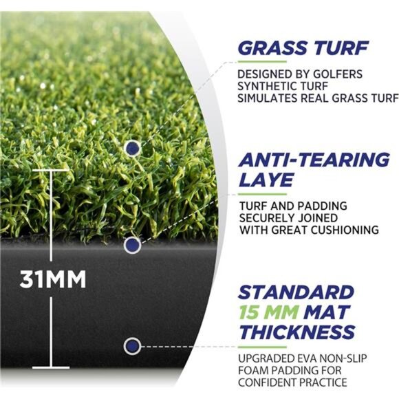 Golf Mat, 5x4ft & 5x5ft Golf Hitting Mats Practice with 10 Golf Balls, 9 Golf - Picture 2 of 7